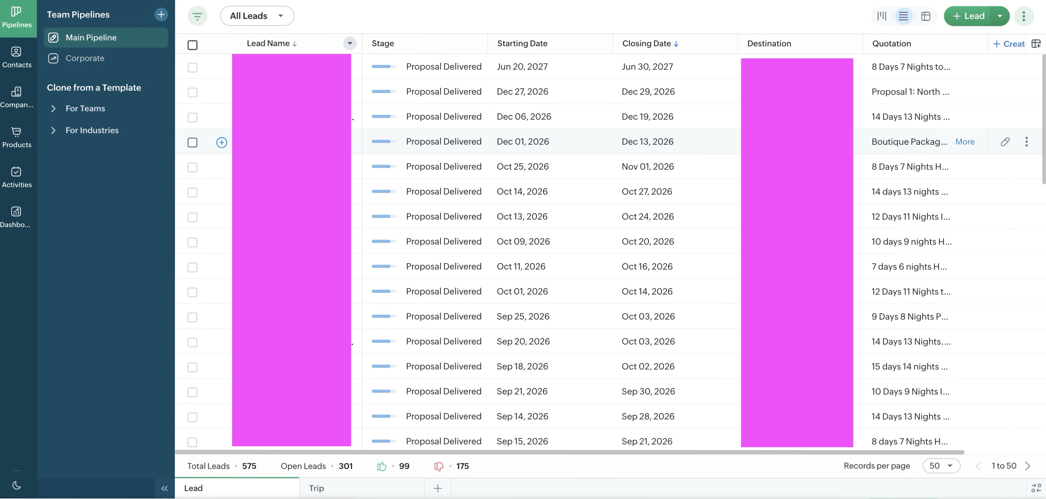 CRM Pipeline Setup project screenshot